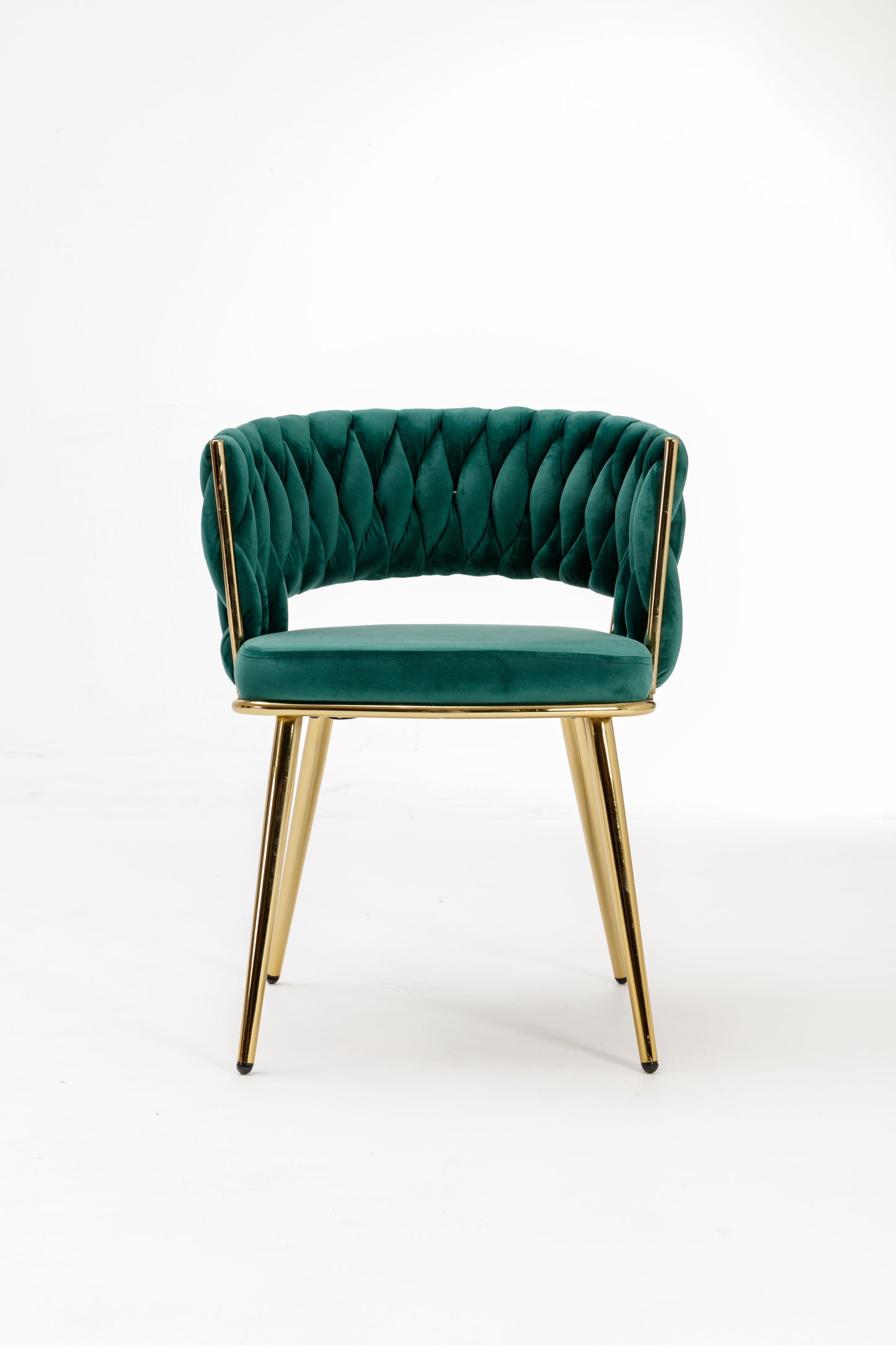 HengMing Velvet woven modern dining chair with backrest and metal base, suitable for kitchen, restaurant and coffee shop set of 2 image 4