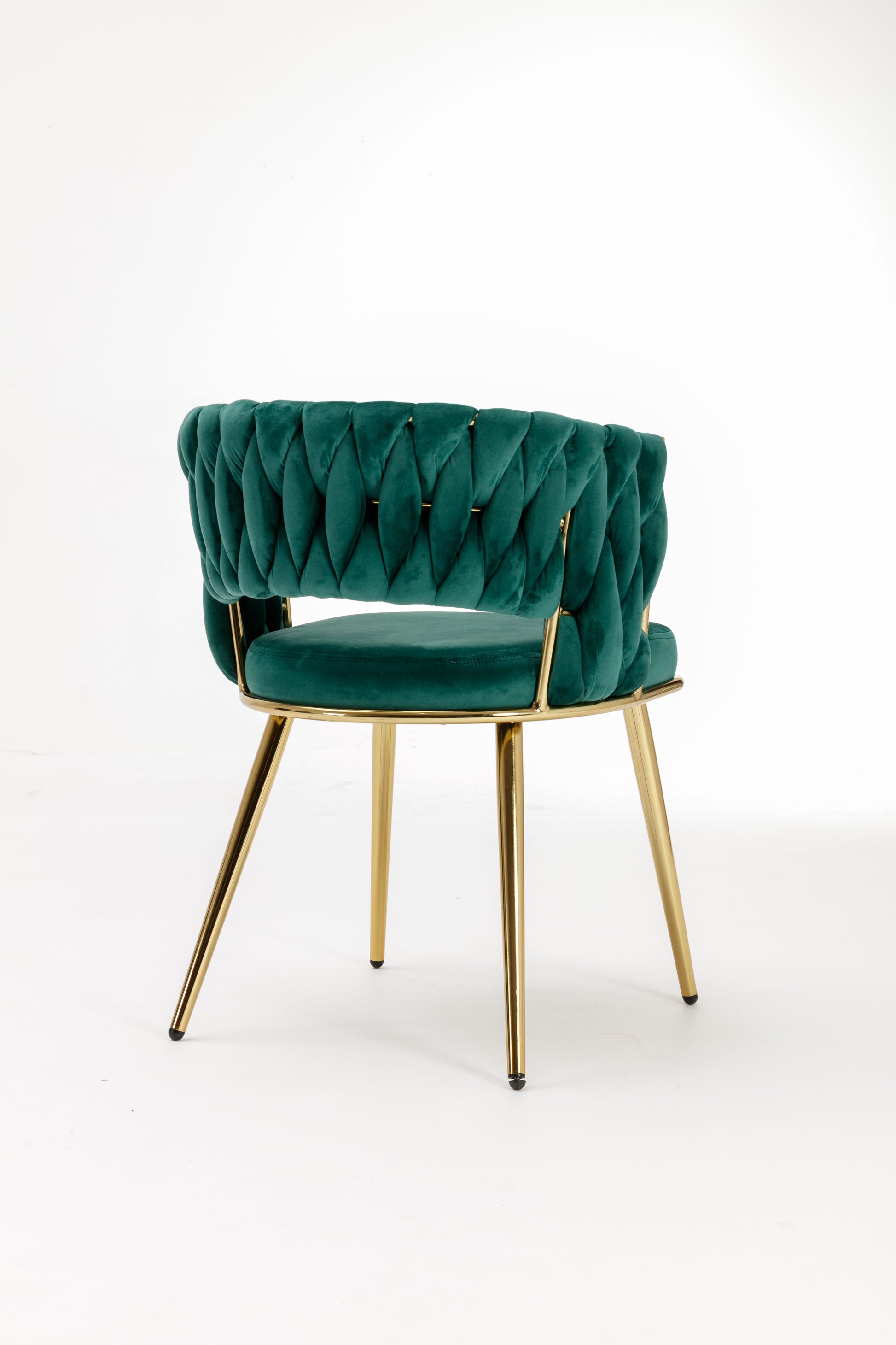 HengMing Velvet woven modern dining chair with backrest and metal base, suitable for kitchen, restaurant and coffee shop set of 2 image 5