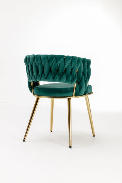 HengMing Velvet woven modern dining chair with backrest and metal base, suitable for kitchen, restaurant and coffee shop set of 2 image 5