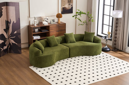 Curved Boneless Sofa,Compression Modular 110'' Sectional,Green High-Density,Couches Sleeper for Living Room Bedroom Apartment Lounge,Chenille image 11