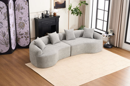 Curved Boneless Sofa,Compression Modular 110'' Sectional,Grey High-Density,Couches Sleeper for Living Room Bedroom Apartment Lounge,Chenille image 10
