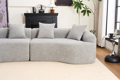 Curved Boneless Sofa,Compression Modular 110'' Sectional,Grey High-Density,Couches Sleeper for Living Room Bedroom Apartment Lounge,Chenille image 12