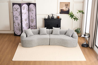 Curved Boneless Sofa,Compression Modular 110'' Sectional,Grey High-Density,Couches Sleeper for Living Room Bedroom Apartment Lounge,Chenille image 9
