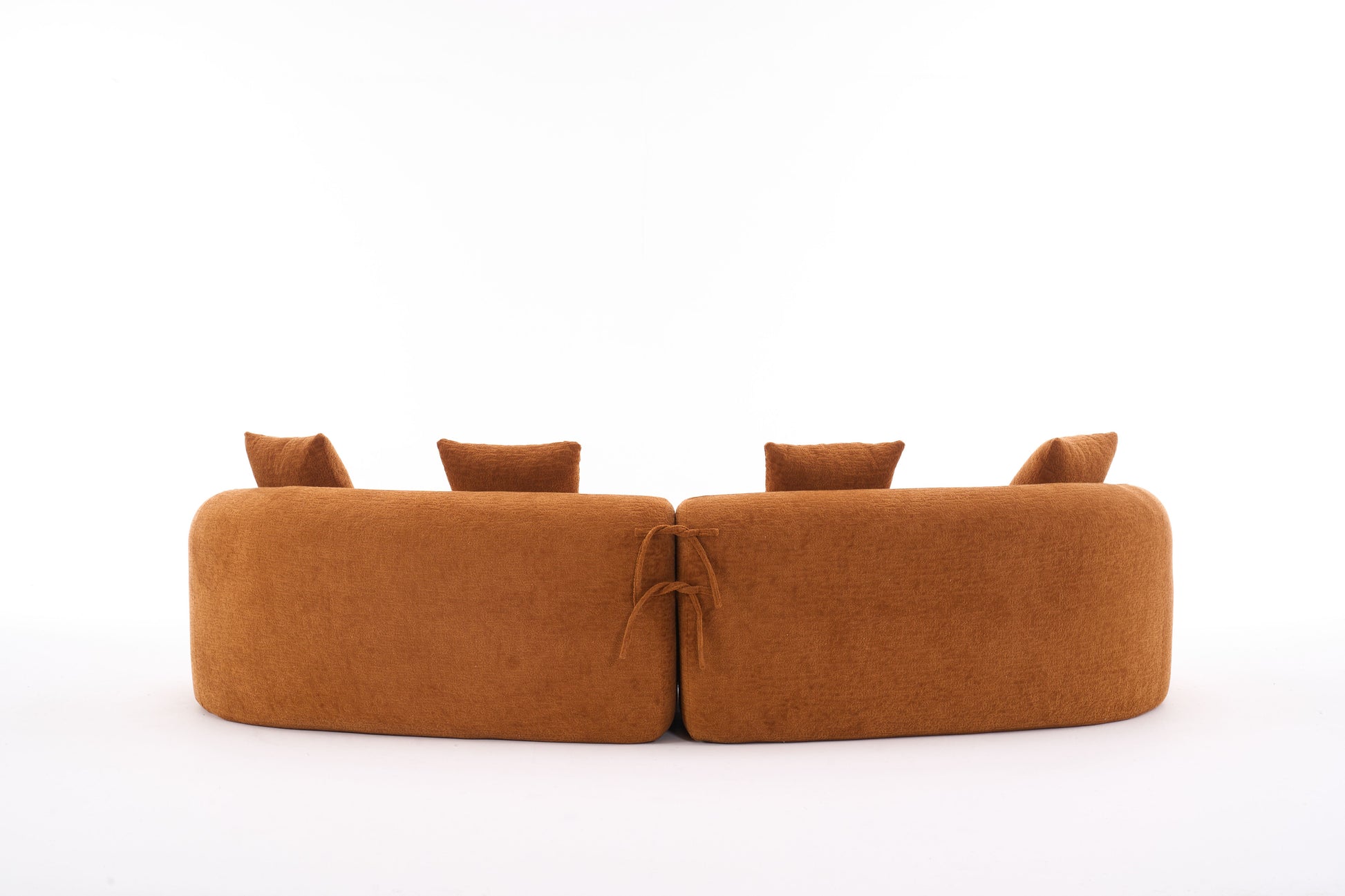 Compression Sponge Sofa Orange Curved Modular Sectional, 30D High-Density Chenille Sleeper Couch for Apartment, Living Room,110"L image 8