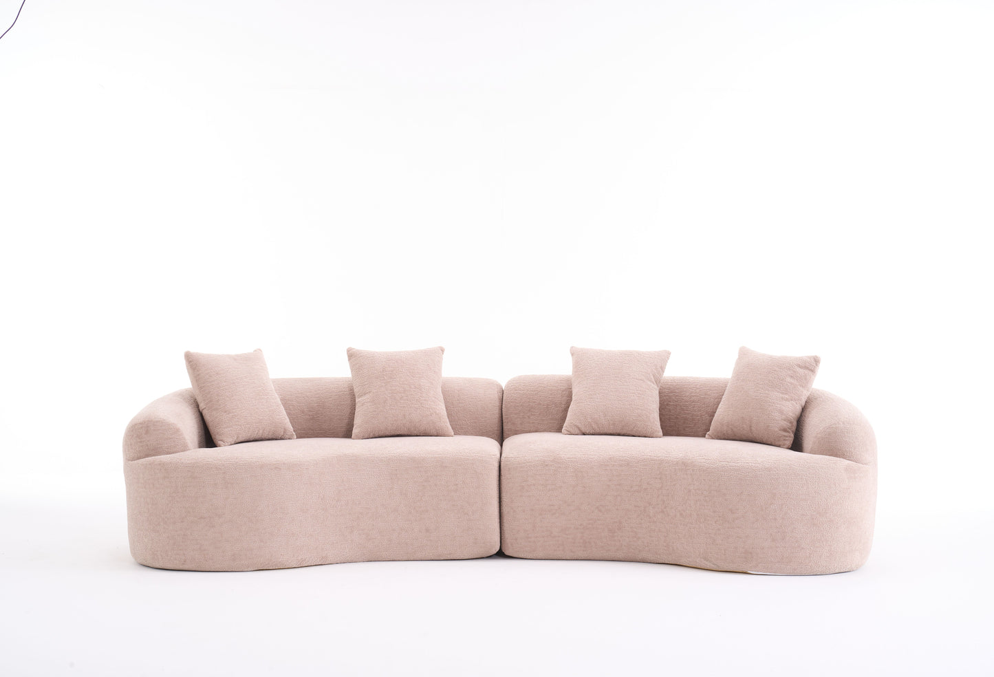 LY-025 Modular Sleeper Sectional Sofa, 4-Seater with Wood Grain Chenille Fabric, Warm Beige Convertible Sofa Bed, 30D High-Density Sponge Couch for Apartment & Living Room image 10