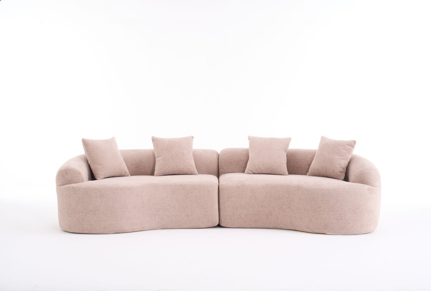 LY-025 Modular Sleeper Sectional Sofa, 4-Seater with Wood Grain Chenille Fabric, Warm Beige Convertible Sofa Bed, 30D High-Density Sponge Couch for Apartment & Living Room image 11