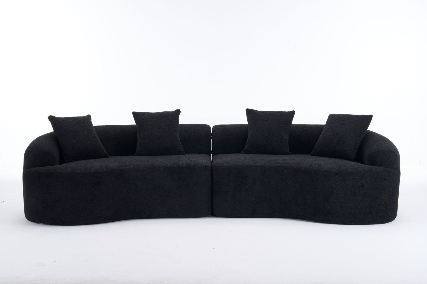 Compression Sponge Sofa Black Curved Modular Sectional, 30D High-Density Chenille Sleeper Couch for Apartment,Living room 110"L image 10