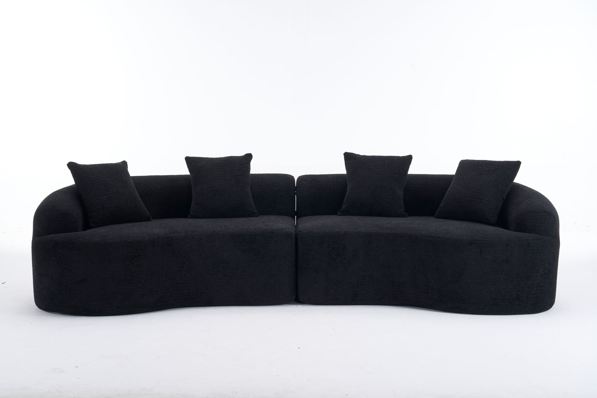 Compression Sponge Sofa Black Curved Modular Sectional, 30D High-Density Chenille Sleeper Couch for Apartment,Living room 110"L image 10