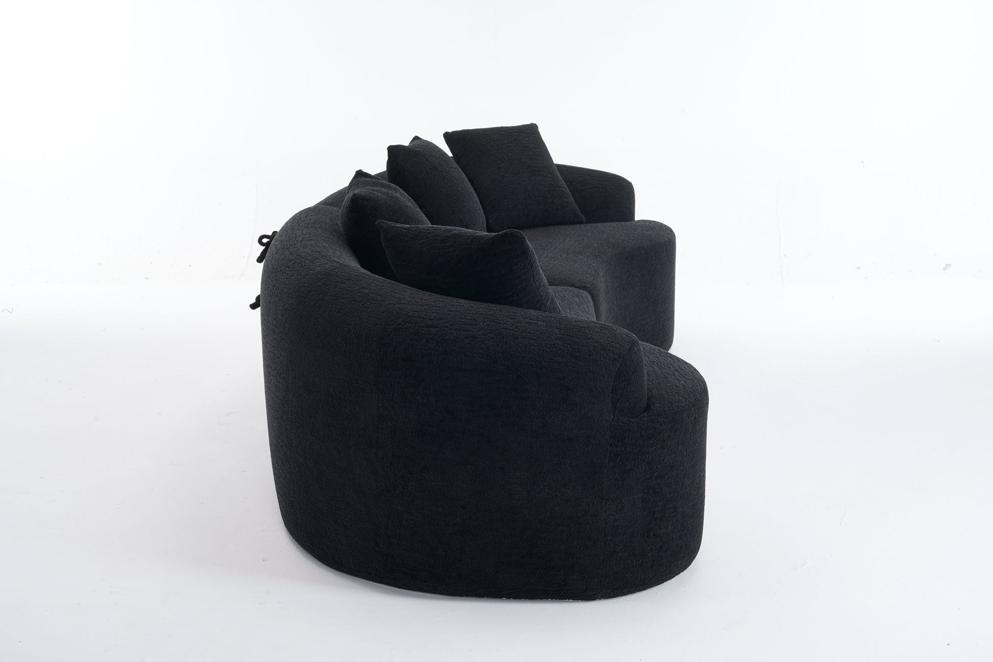 Compression Sponge Sofa Black Curved Modular Sectional, 30D High-Density Chenille Sleeper Couch for Apartment,Living room 110"L image 11