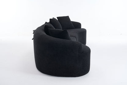 Compression Sponge Sofa Black Curved Modular Sectional, 30D High-Density Chenille Sleeper Couch for Apartment,Living room 110"L image 11