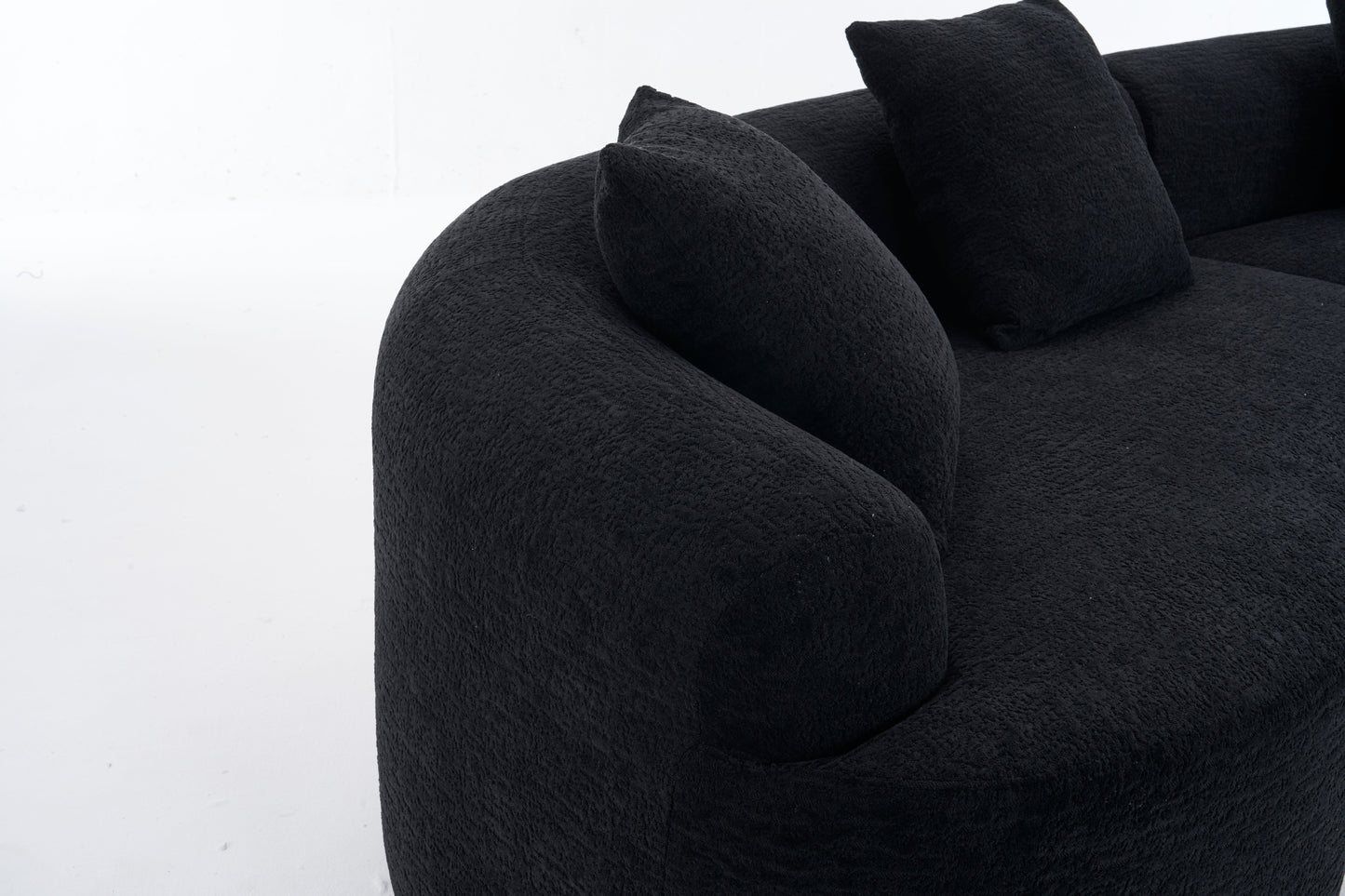 Compression Sponge Sofa Black Curved Modular Sectional, 30D High-Density Chenille Sleeper Couch for Apartment,Living room 110"L image 12