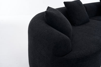 Compression Sponge Sofa Black Curved Modular Sectional, 30D High-Density Chenille Sleeper Couch for Apartment,Living room 110"L image 12