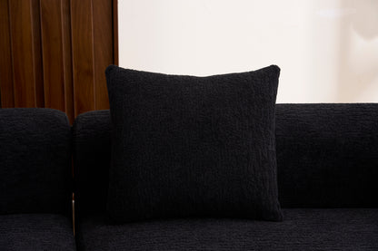 Compression Sponge Sofa Black Curved Modular Sectional, 30D High-Density Chenille Sleeper Couch for Apartment,Living room 110"L image 7