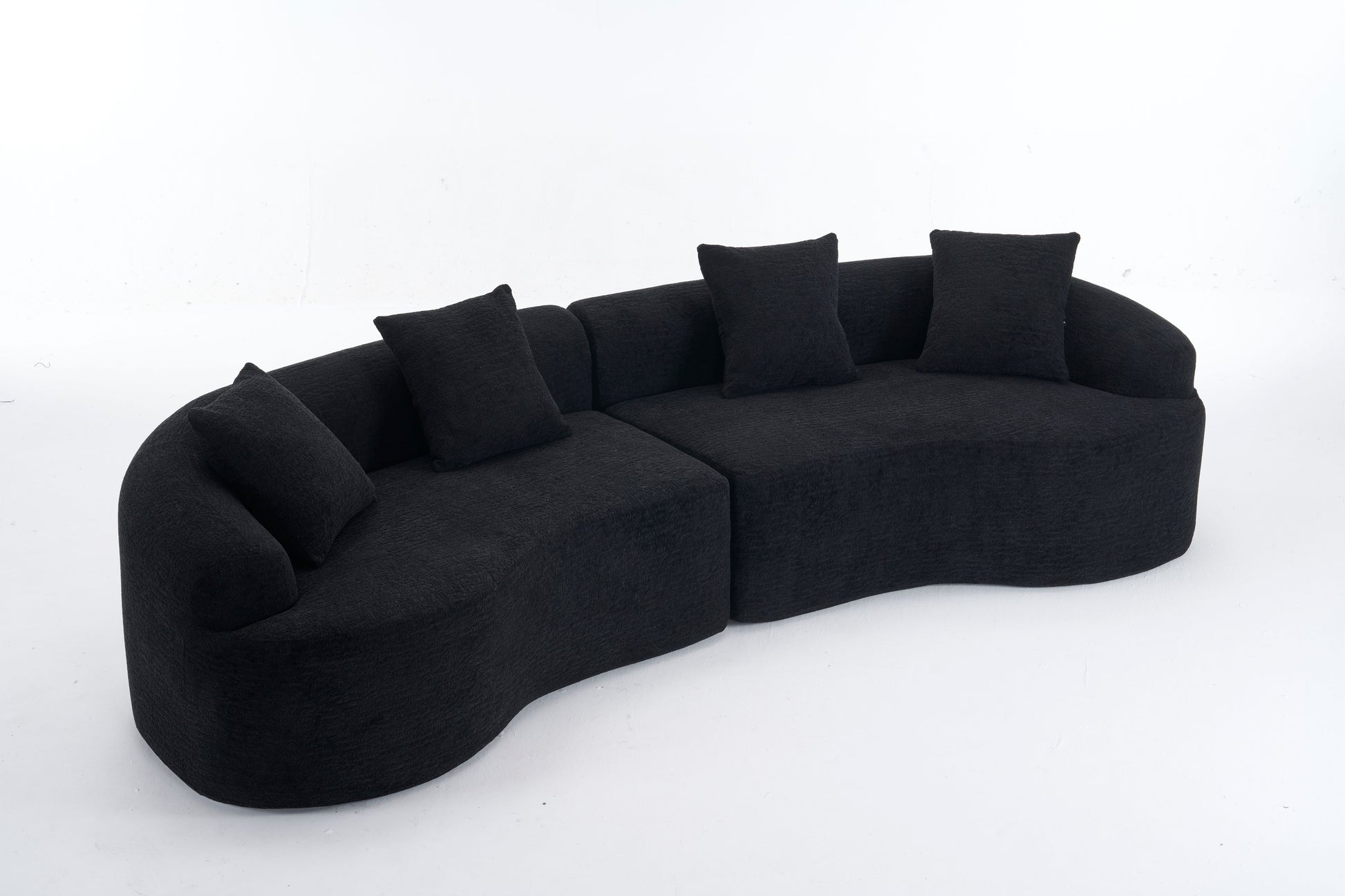 Compression Sponge Sofa Black Curved Modular Sectional, 30D High-Density Chenille Sleeper Couch for Apartment,Living room 110"L image 9