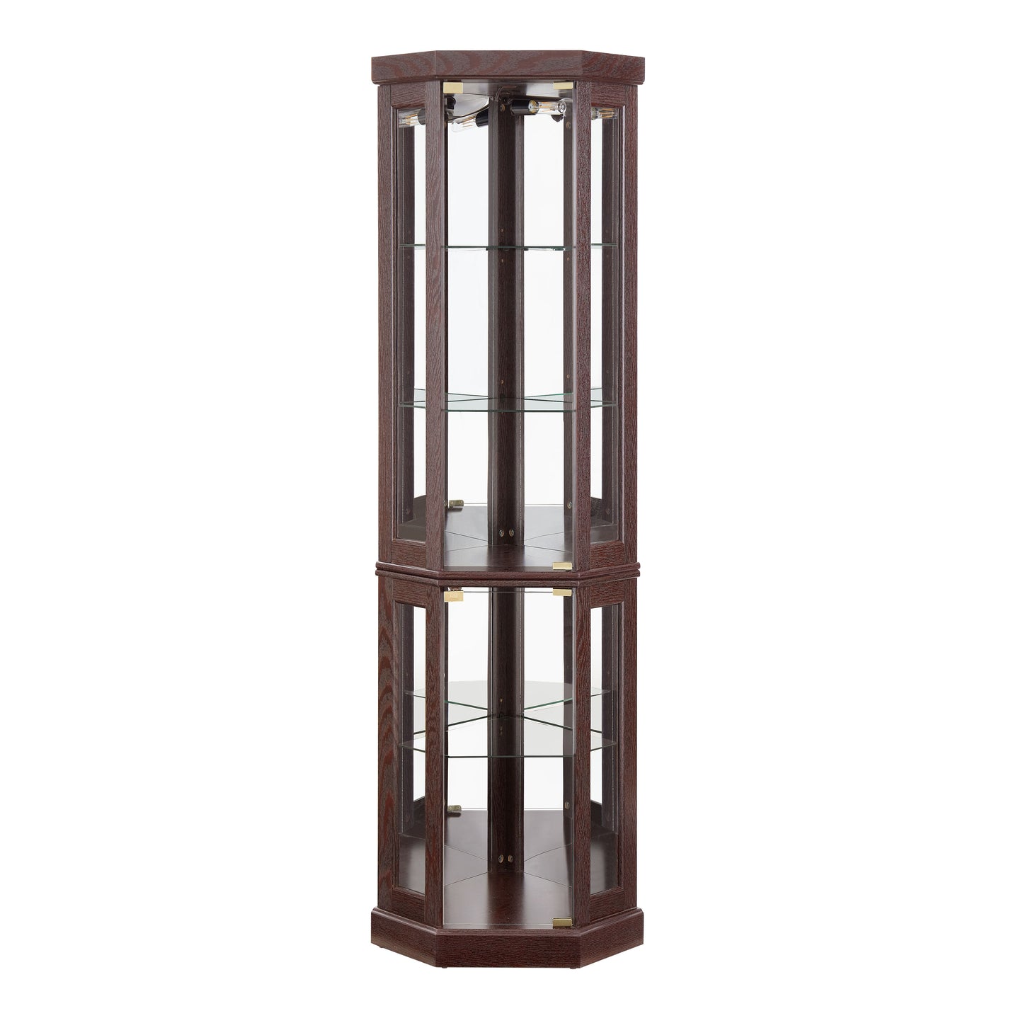 Corner Glass Cabinet Lighted Curio Cabinet Corner Display Case for Living Room, Curio Cabinet, Antique collection, Wine,Bar Glass Storage Light Included,Dark Cherry image 10