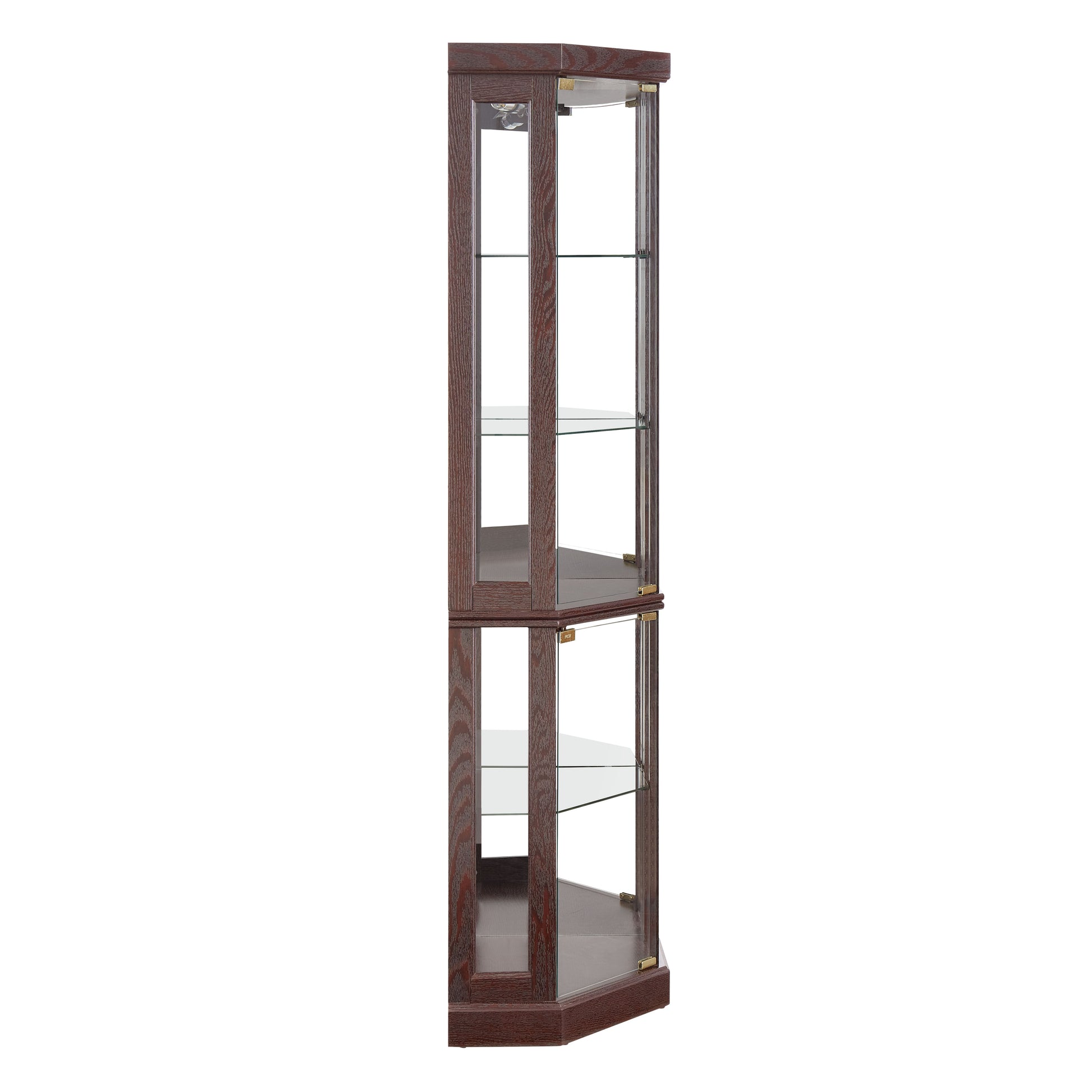 Corner Glass Cabinet Lighted Curio Cabinet Corner Display Case for Living Room, Curio Cabinet, Antique collection, Wine,Bar Glass Storage Light Included,Dark Cherry image 12