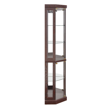Corner Glass Cabinet Lighted Curio Cabinet Corner Display Case for Living Room, Curio Cabinet, Antique collection, Wine,Bar Glass Storage Light Included,Dark Cherry image 12