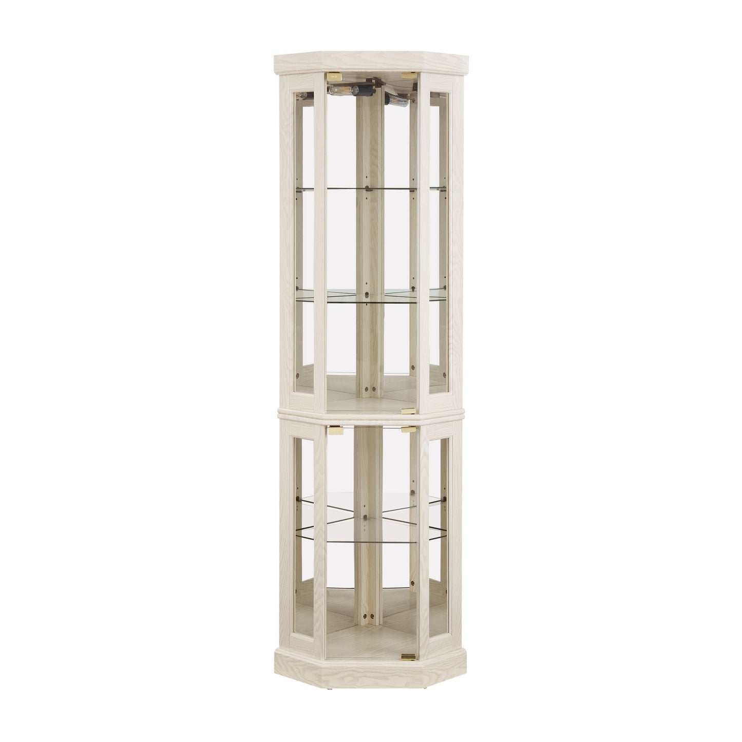Corner Glass Cabinet Lighted Curio Cabinet Corner Display Case for Living Room, Curio Cabinet, Antique collection, Wine,Bar Glass Storage Light Included, Antique White image 10