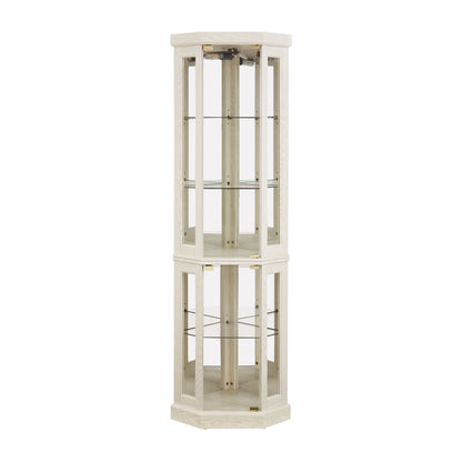 Corner Glass Cabinet Lighted Curio Cabinet Corner Display Case for Living Room, Curio Cabinet, Antique collection, Wine,Bar Glass Storage Light Included, Antique White image 10