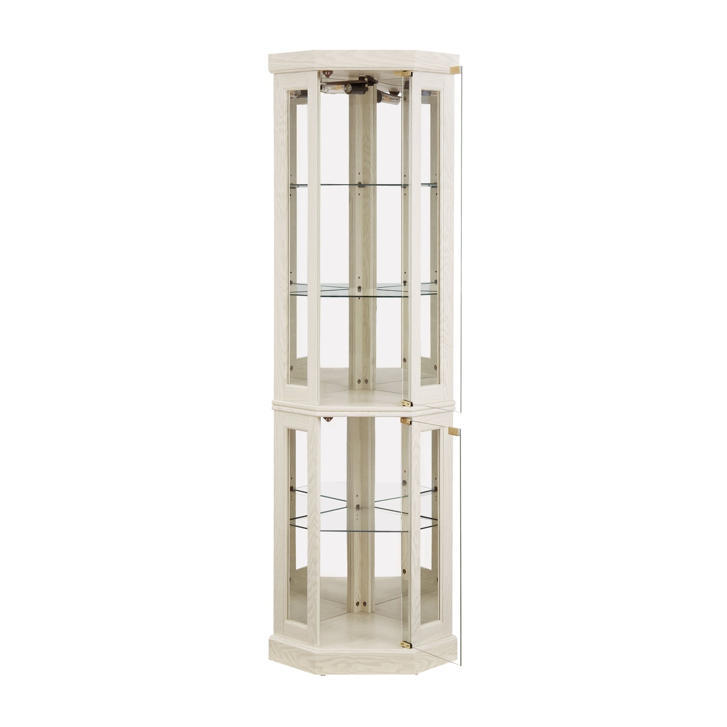 Corner Glass Cabinet Lighted Curio Cabinet Corner Display Case for Living Room, Curio Cabinet, Antique collection, Wine,Bar Glass Storage Light Included, Antique White image 11
