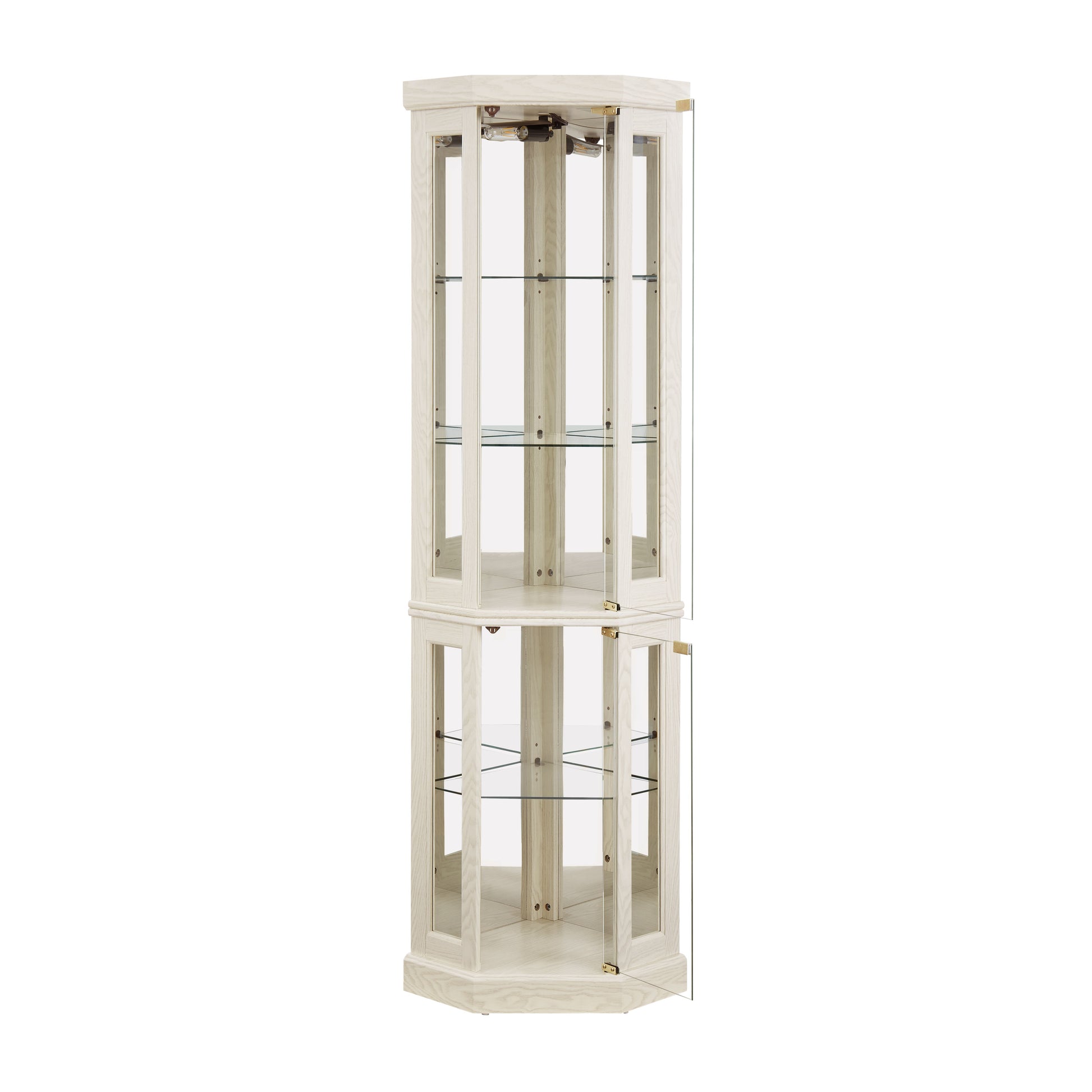 Corner Glass Cabinet Lighted Curio Cabinet Corner Display Case for Living Room, Curio Cabinet, Antique collection, Wine,Bar Glass Storage Light Included, Antique White image 11