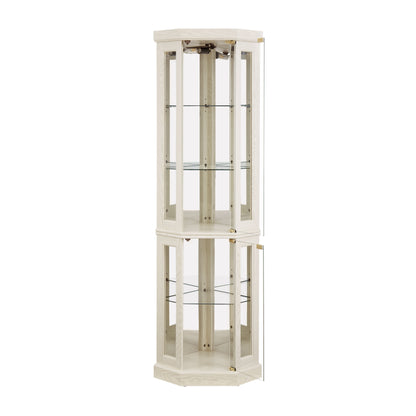Corner Glass Cabinet Lighted Curio Cabinet Corner Display Case for Living Room, Curio Cabinet, Antique collection, Wine,Bar Glass Storage Light Included, Antique White image 11