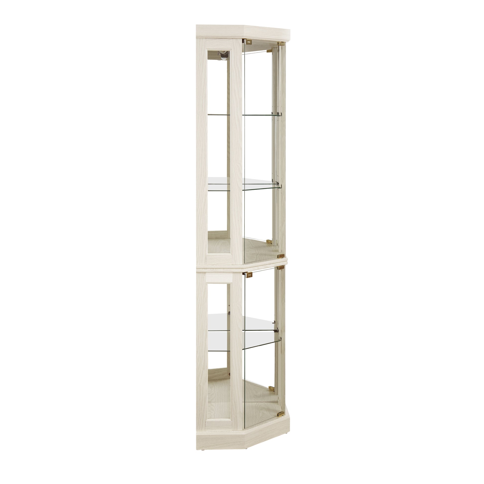 Corner Glass Cabinet Lighted Curio Cabinet Corner Display Case for Living Room, Curio Cabinet, Antique collection, Wine,Bar Glass Storage Light Included, Antique White image 12