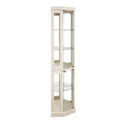 Corner Glass Cabinet Lighted Curio Cabinet Corner Display Case for Living Room, Curio Cabinet, Antique collection, Wine,Bar Glass Storage Light Included, Antique White image 12