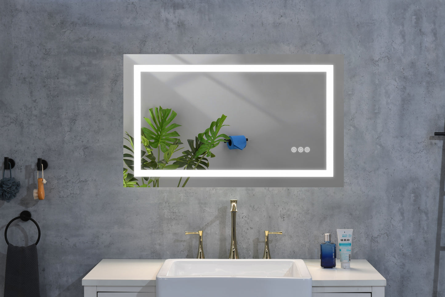 36 x 28 Inch LED Bathroom Mirror with Front, Wall Mounted Vanity Mirror, Anti-Fog, Memory, 3 Colors, Stepless Dimmable image 1