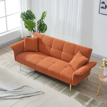 70-inch teddy fleece sofabed, convertible futon sofabed with adjustable arms and backrest, modern love sofa for living room and bedroom. image 3