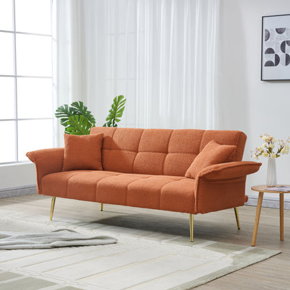 70-inch teddy fleece sofabed, convertible futon sofabed with adjustable arms and backrest, modern love sofa for living room and bedroom. image 5