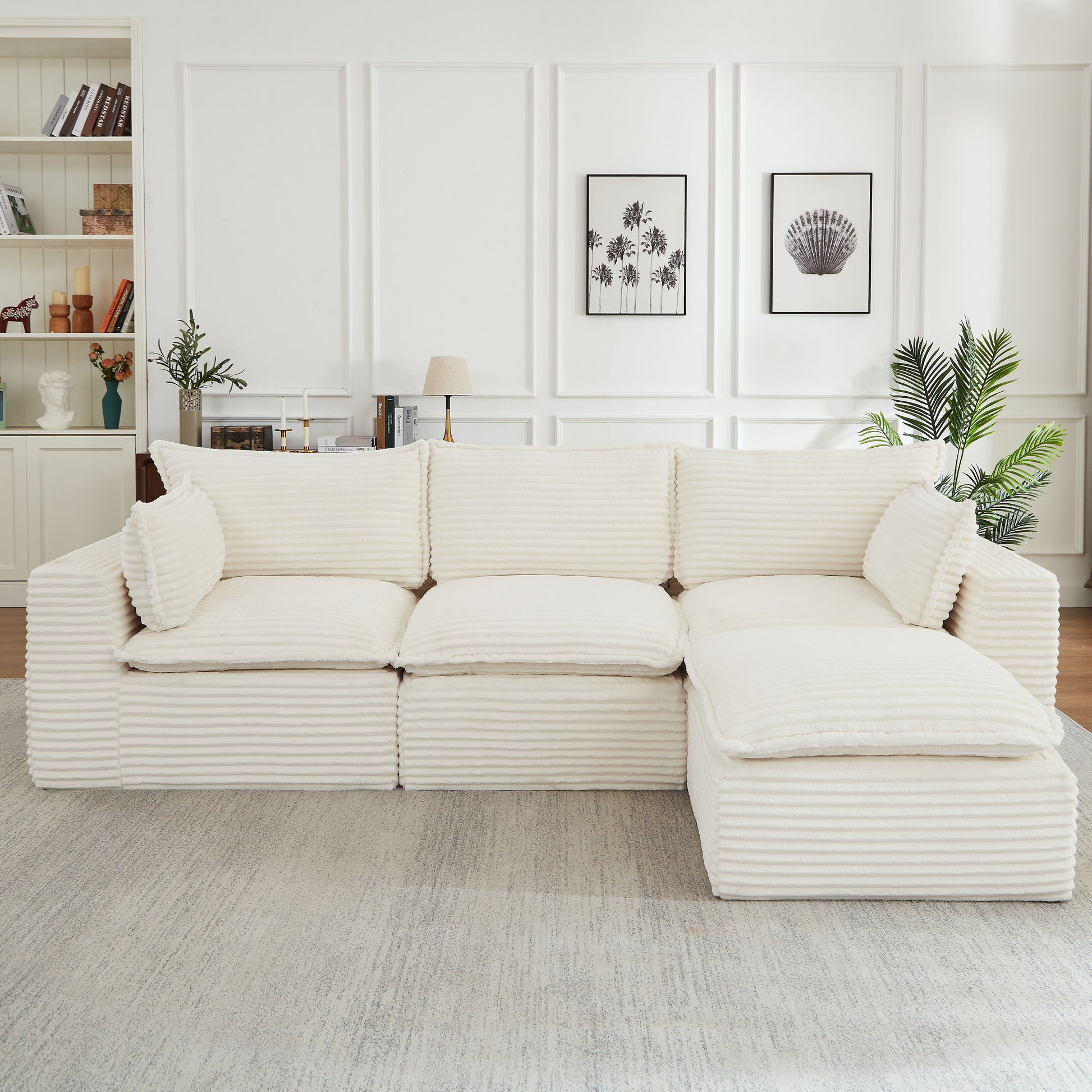 Cloud Sectional Couches for Living Room, Convertible L-Shape Couch with Ottoman image 1