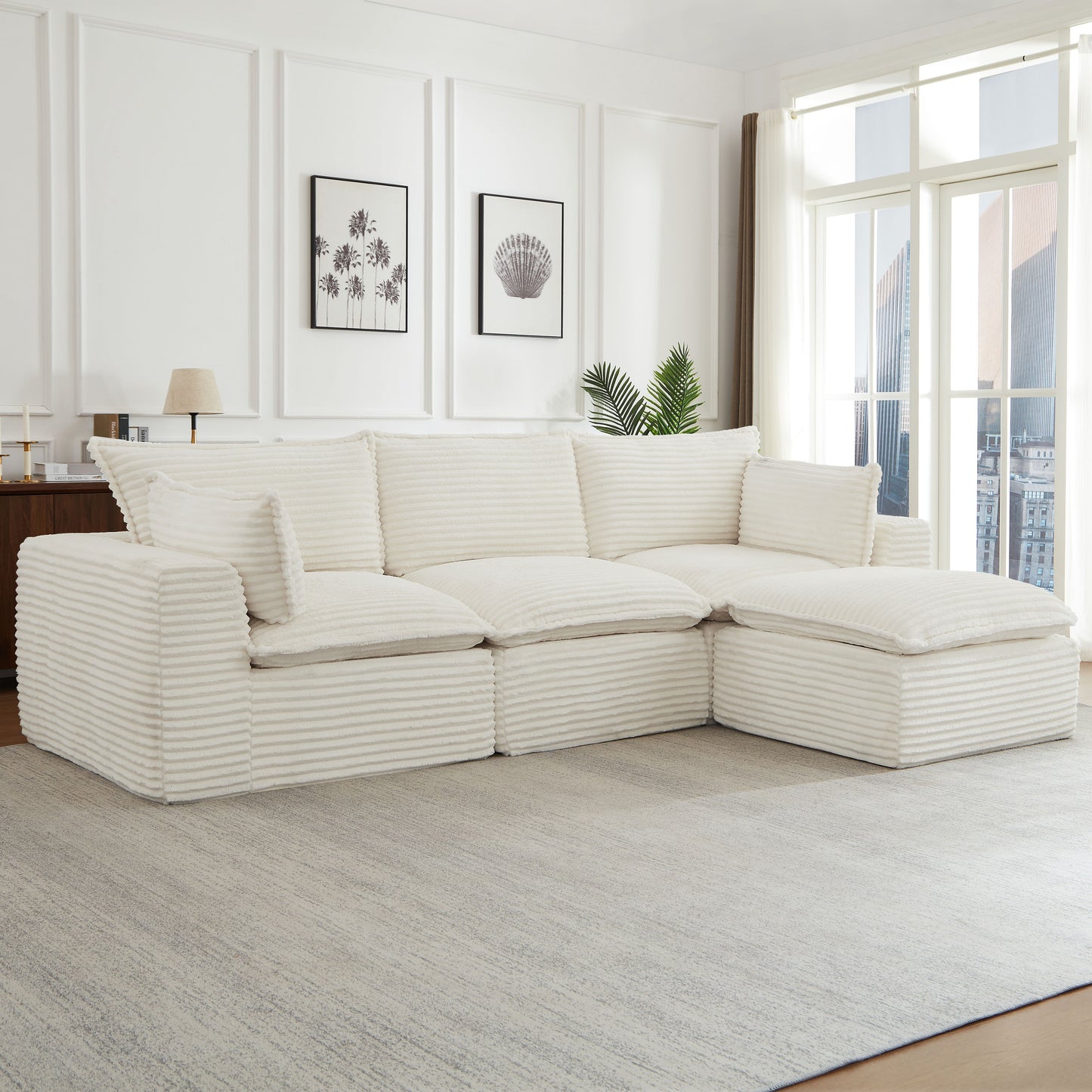 Cloud Sectional Couches for Living Room, Convertible L-Shape Couch with Ottoman image 2