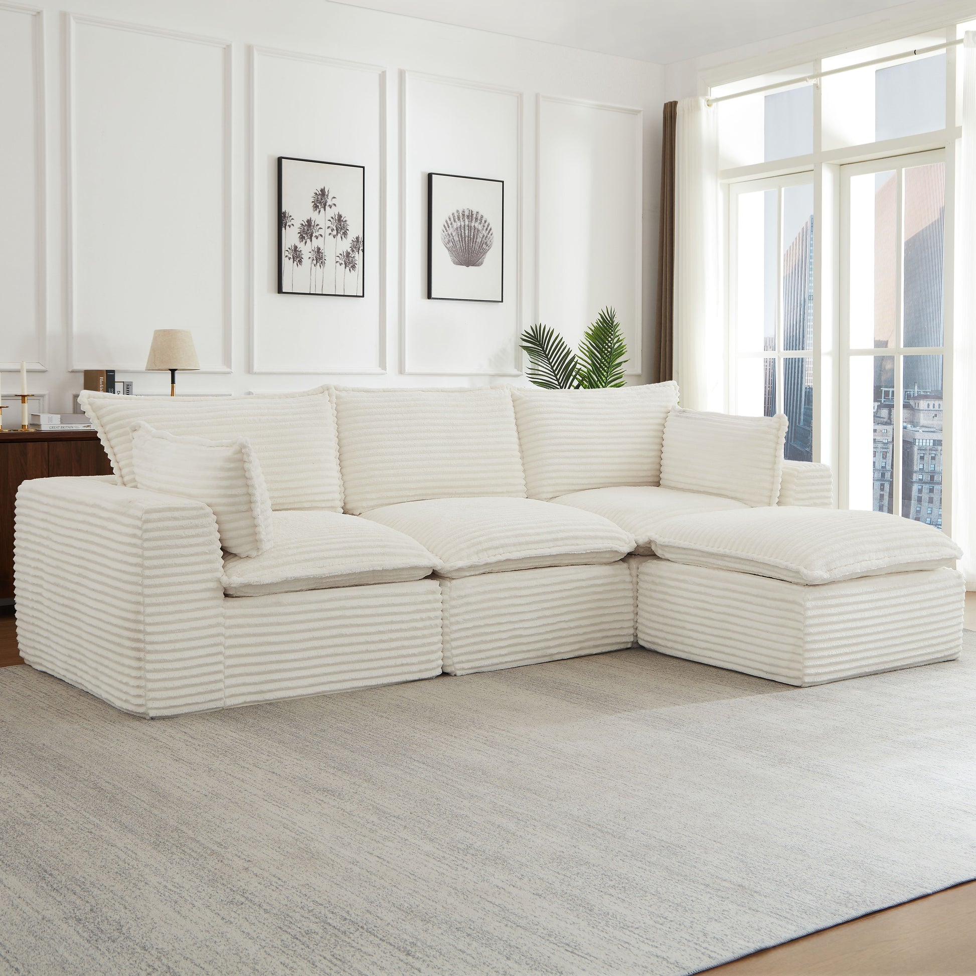 Cloud Sectional Couches for Living Room, Convertible L-Shape Couch with Ottoman image 2