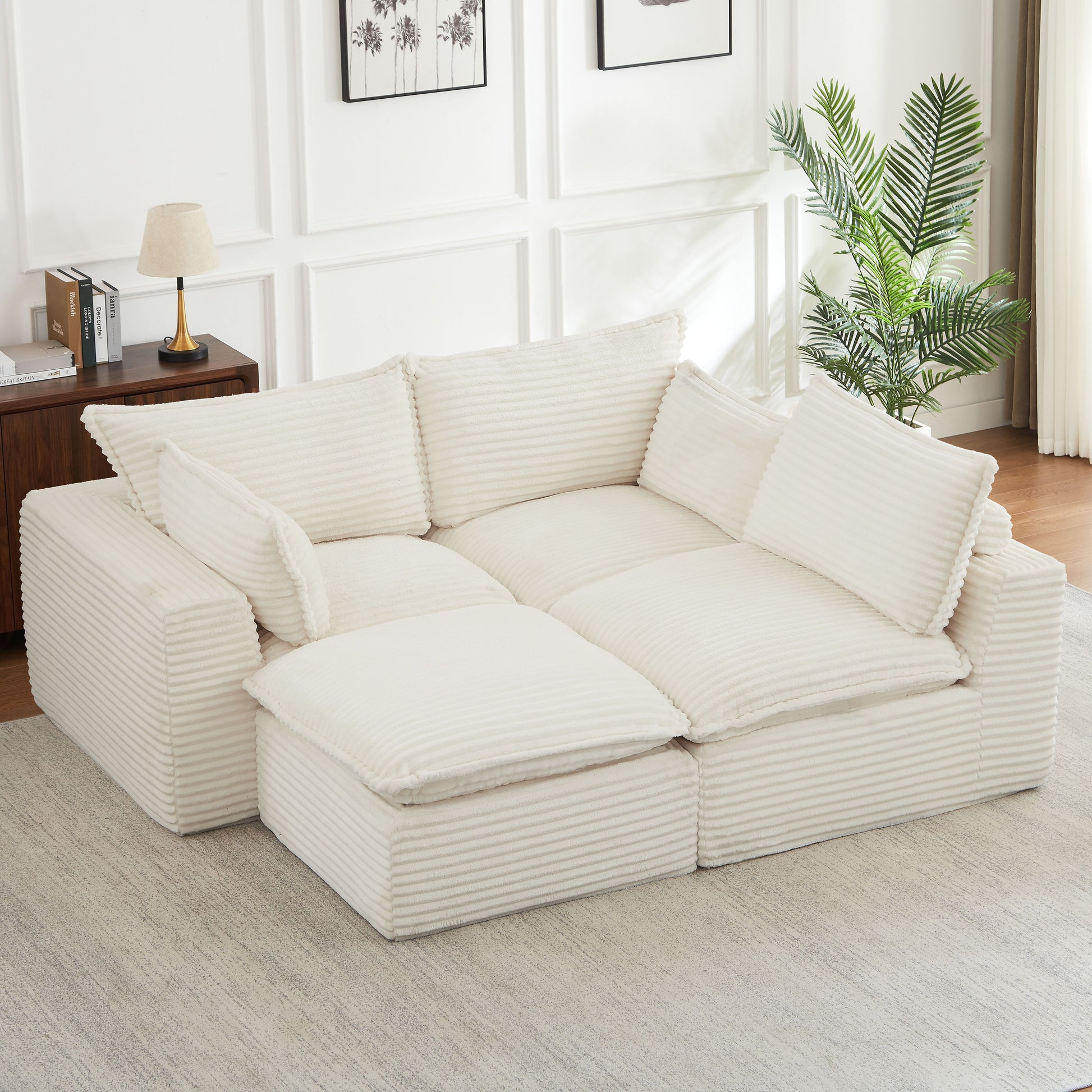 Cloud Sectional Couches for Living Room, Convertible L-Shape Couch with Ottoman image 5