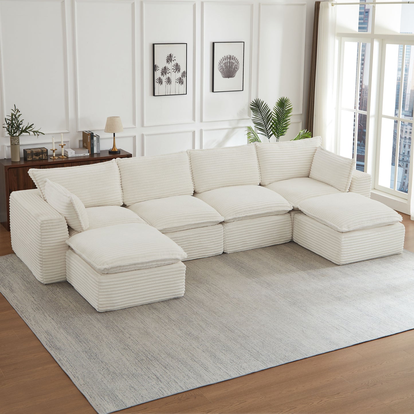 Cloud Sectional Couches for Living Room, Convertible U-Shape Couch with Ottoman image 1