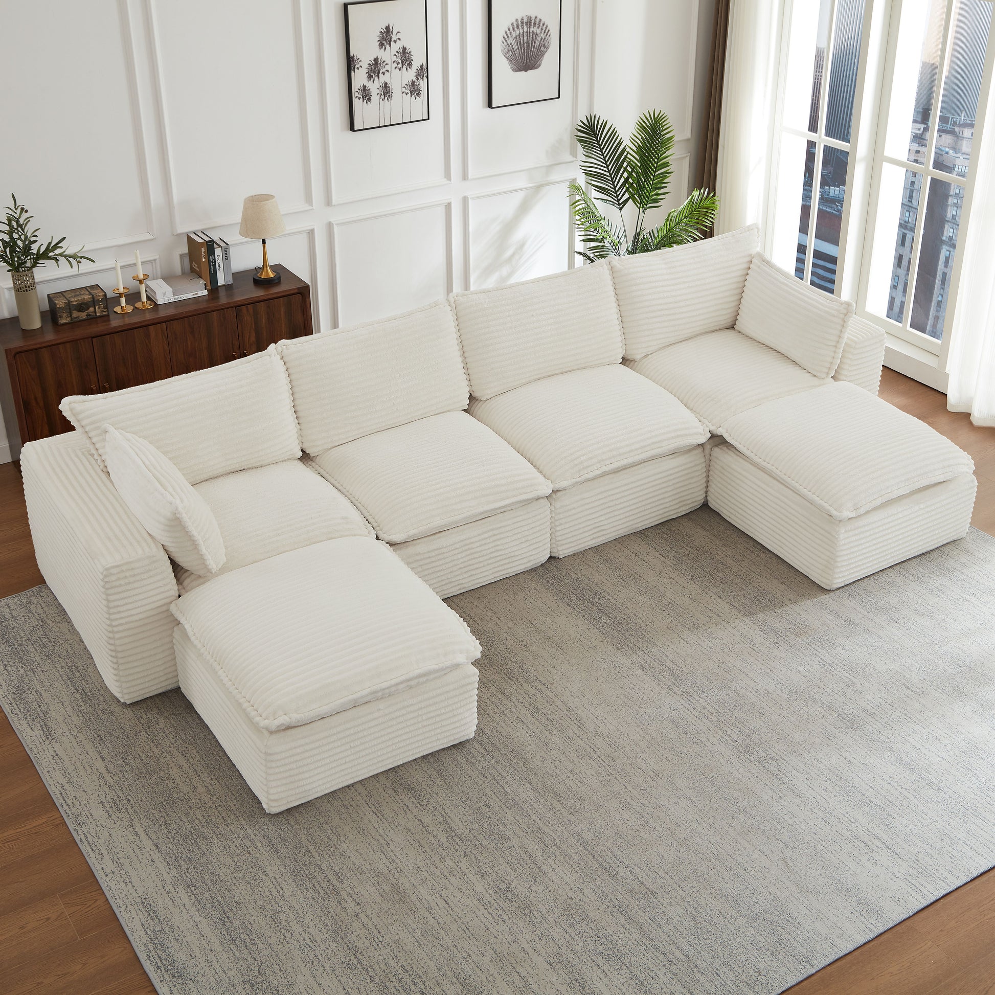 Cloud Sectional Couches for Living Room, Convertible U-Shape Couch with Ottoman image 2