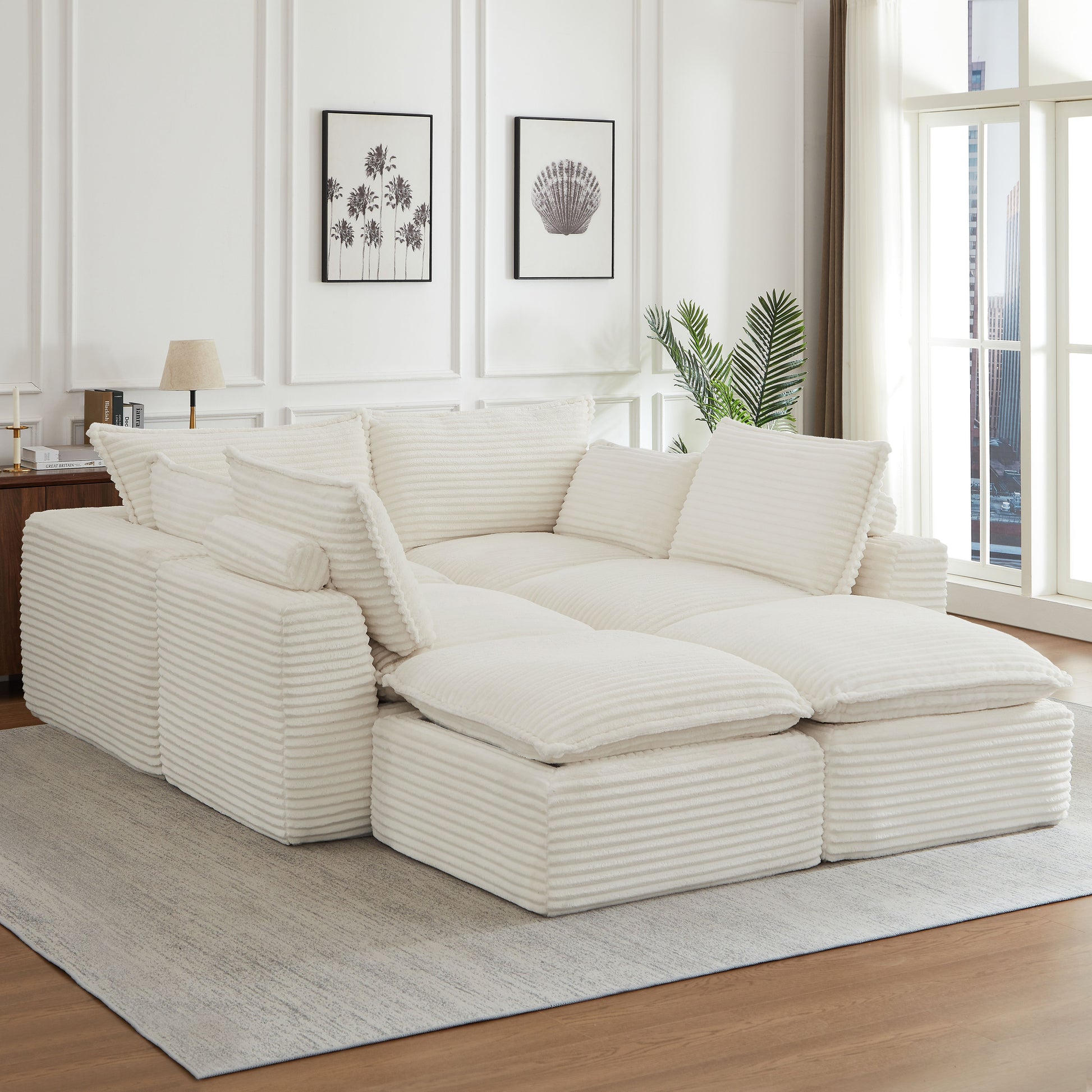 Cloud Sectional Couches for Living Room, Convertible U-Shape Couch with Ottoman image 6