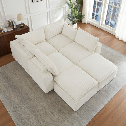 Cloud Sectional Couches for Living Room, Convertible U-Shape Couch with Ottoman image 7