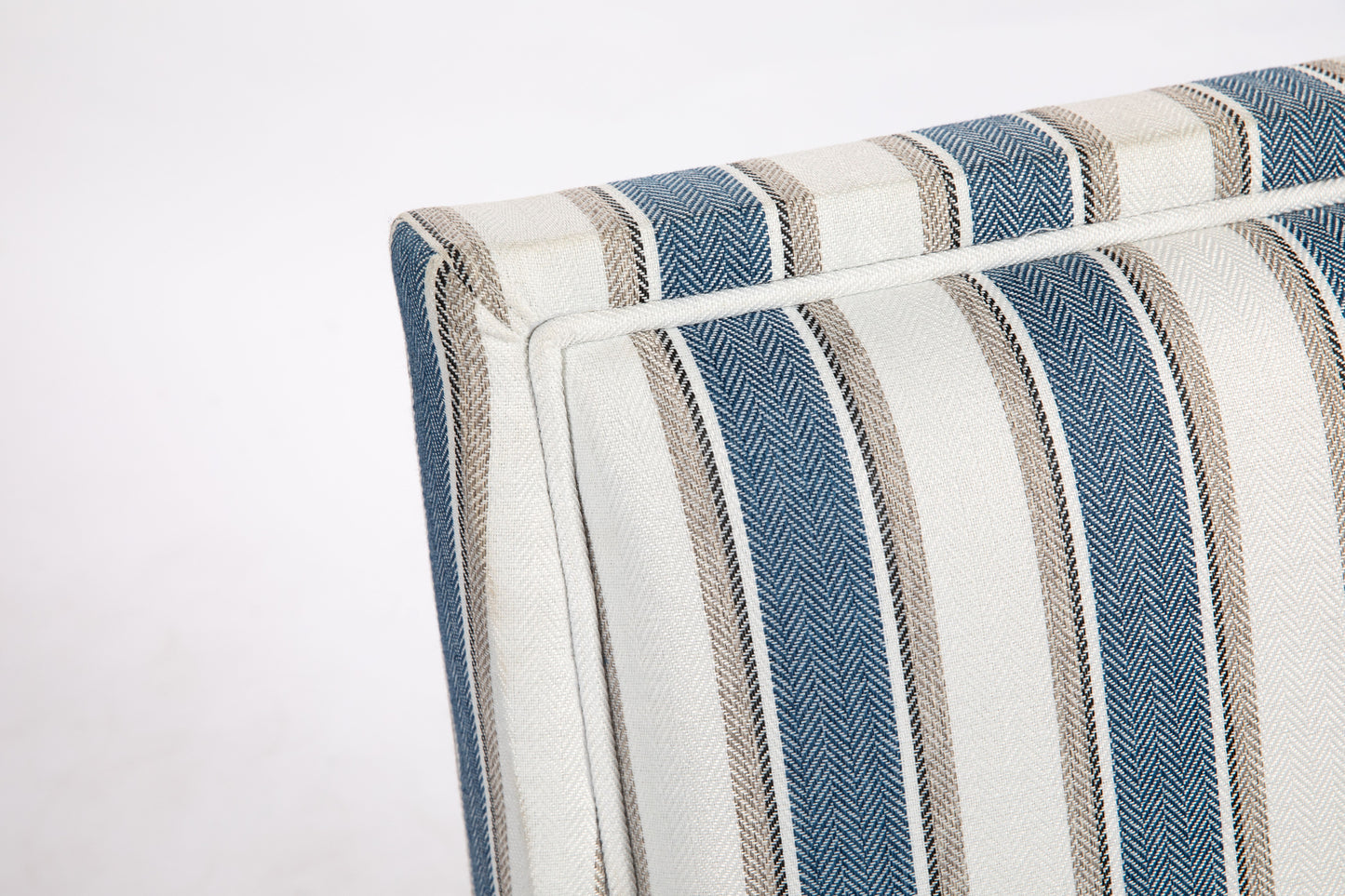 Upholstered Accent Chair, Vintage Armchair with Blue and White Striped Linen Fabric and Nailhead Trim for Living Room image 12