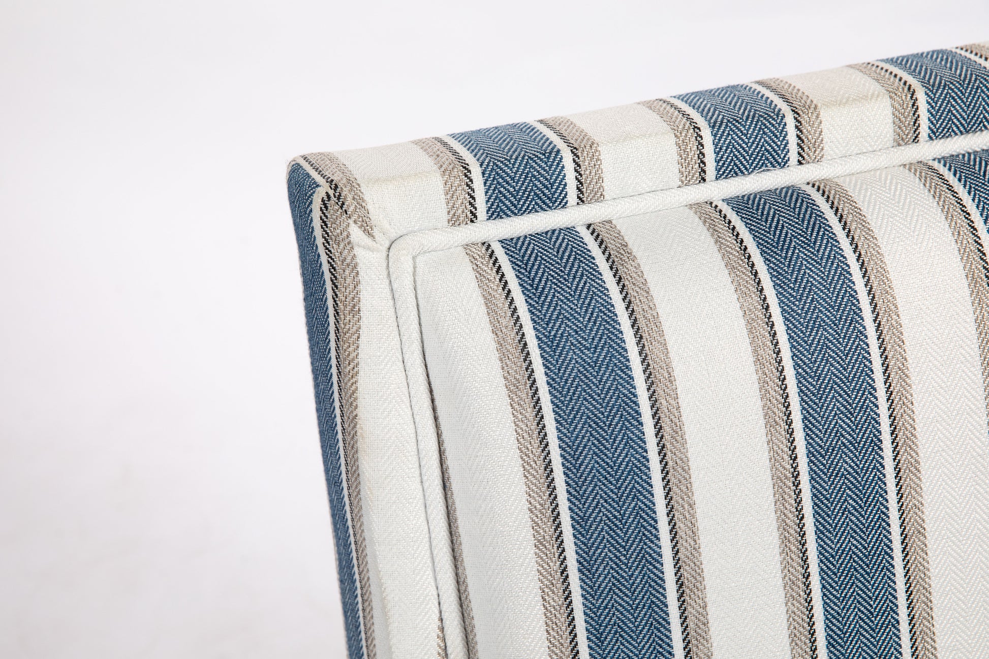 Upholstered Accent Chair, Vintage Armchair with Blue and White Striped Linen Fabric and Nailhead Trim for Living Room image 12