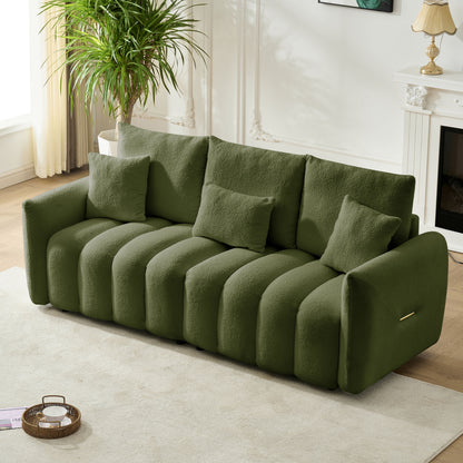 78 inch premium Teddy fabric sofa with 3 back pillows and 3 back cushions Solid wood frame 3 seat sofa with oversized upholstered chair for living room, bedroom, apartment and office7 image 2