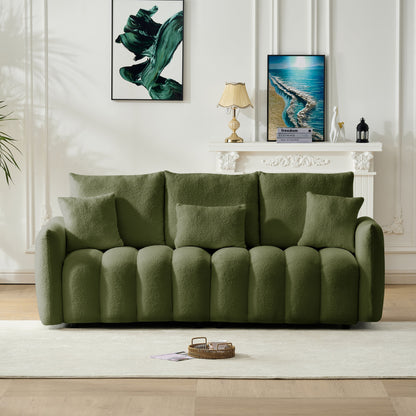 78 inch premium Teddy fabric sofa with 3 back pillows and 3 back cushions Solid wood frame 3 seat sofa with oversized upholstered chair for living room, bedroom, apartment and office7 image 3