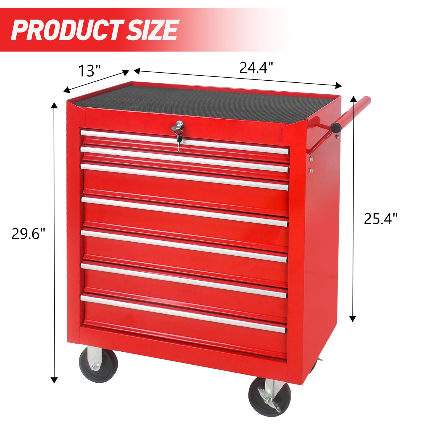 Rolling Tool Chest with 7-Drawer Tool Box with Wheels Multifunctional Tool Cart Mechanic Tool Storage Cabinet for Garage, Warehouse, Workshop, Repair Shop image 9