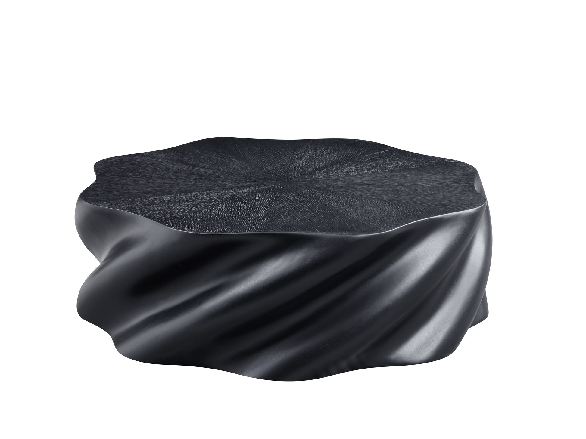 35" Fully Assembled Petal Coffee Table – Sculptural Matte Black Fiberglass, Modern Organic Design, No Assembly, Multi-Scene Center Table image 1