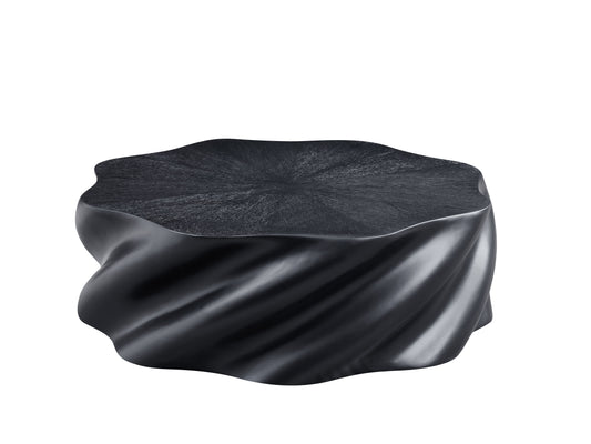 35" Fully Assembled Petal Coffee Table – Sculptural Matte Black Fiberglass, Modern Organic Design, No Assembly, Multi-Scene Center Table image 1