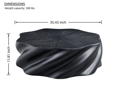 35" Fully Assembled Petal Coffee Table – Sculptural Matte Black Fiberglass, Modern Organic Design, No Assembly, Multi-Scene Center Table image 12
