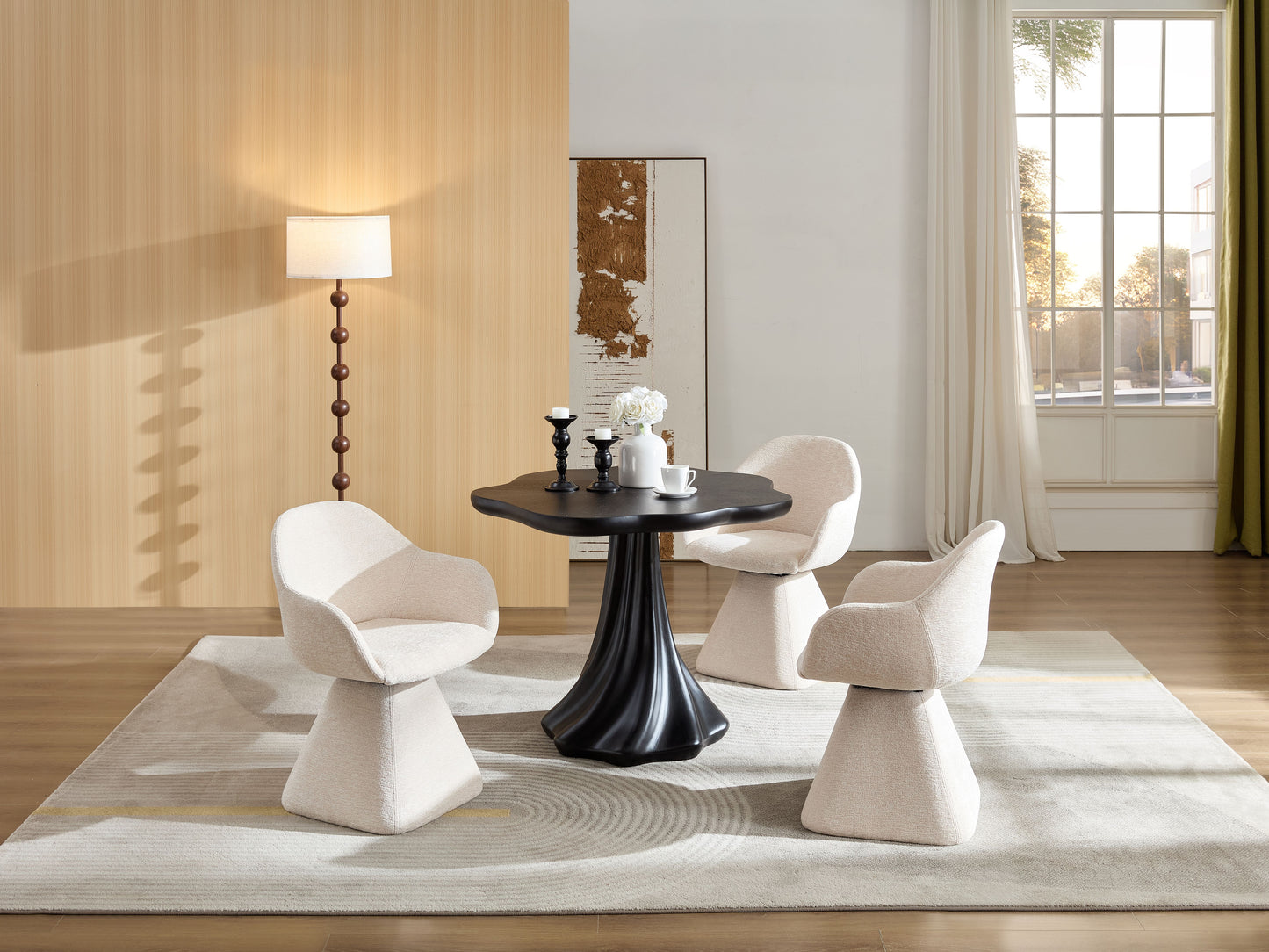 37" Black Sculptural Petal Dining Table – Modern Minimalist Dining Table, Seats 2-4 image 12