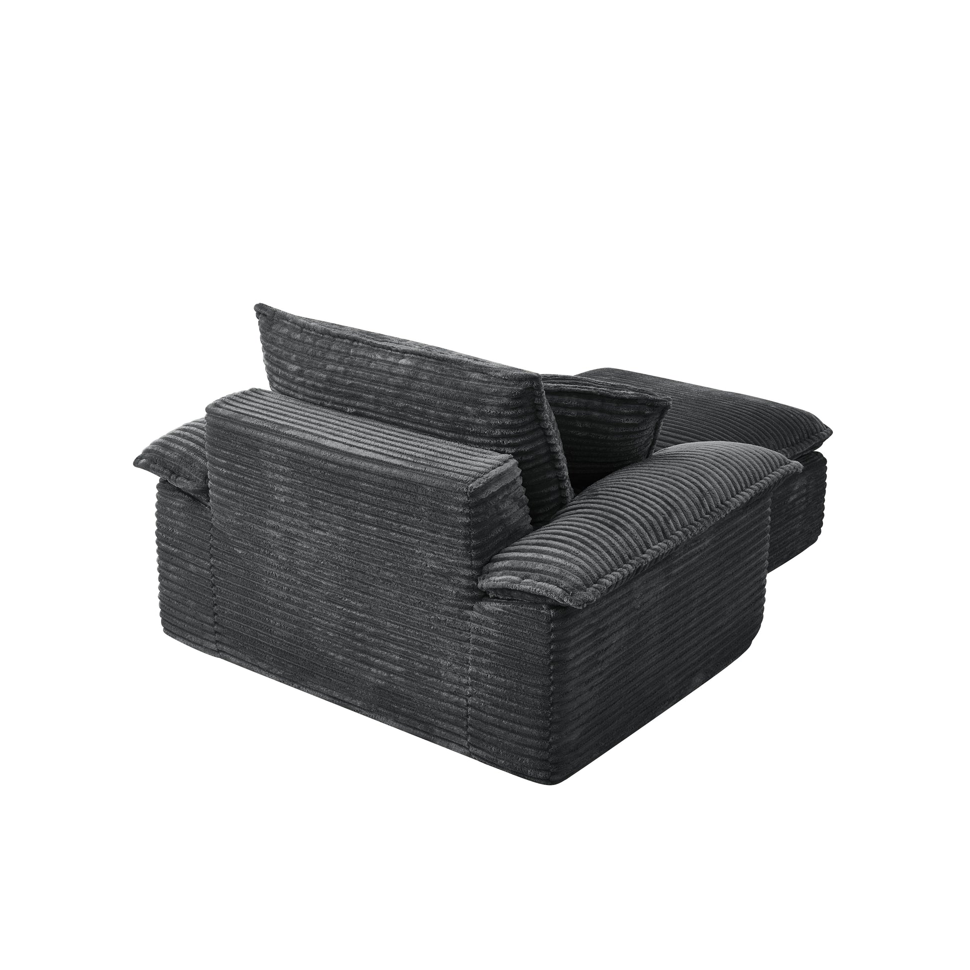 47" Oversized Sofa Chair and a Half with Deep Seat & Movable 2-Layer Ottoman Set, Cloud Sofa Bed with Chaise, 1-Seater Modular Sectional Sleeper Couch for Living Room, No Assembly Teddy-Fleece, Grey image 2