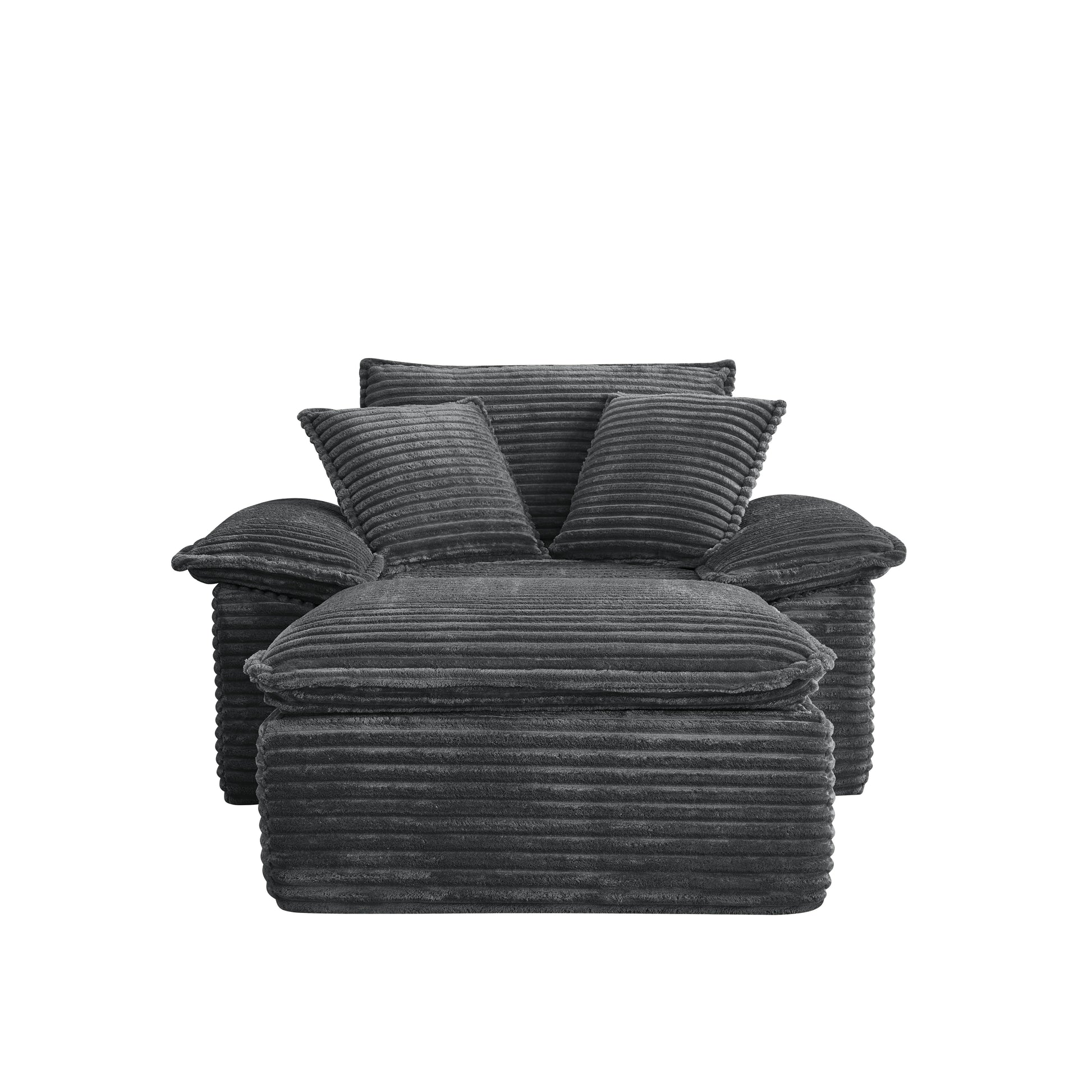 47" Oversized Sofa Chair and a Half with Deep Seat & Movable 2-Layer Ottoman Set, Cloud Sofa Bed with Chaise, 1-Seater Modular Sectional Sleeper Couch for Living Room, No Assembly Teddy-Fleece, Grey image 4